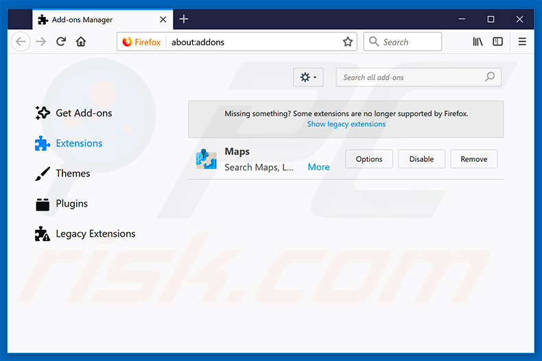 Suppression des extensions reliées à newtab.club dans Mozilla Firefox 
