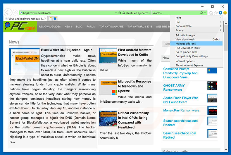Suppression des publicités offer.alibaba.com dans Internet Explorer étape 1