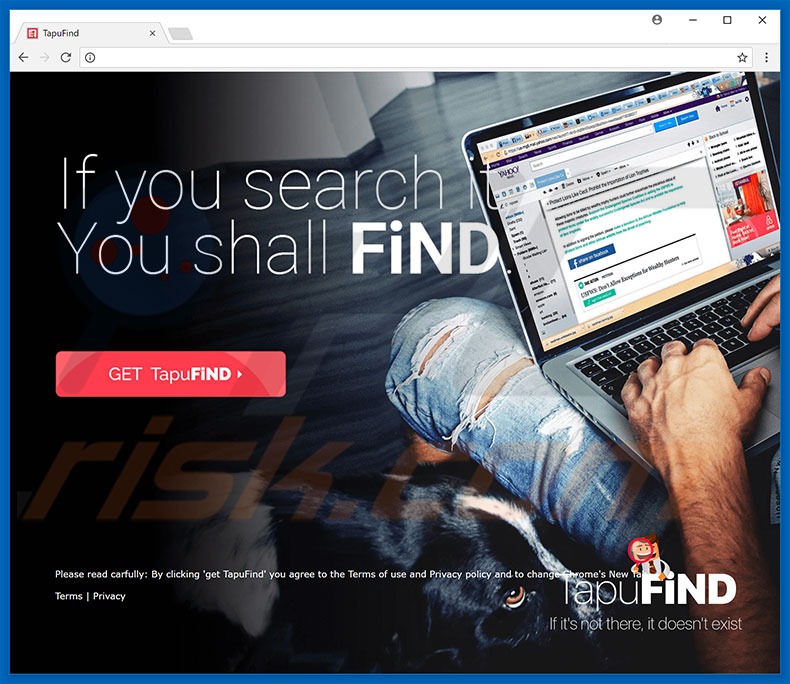 Site web utilisé pour publiciser le pirate de navigateur Tapufind 