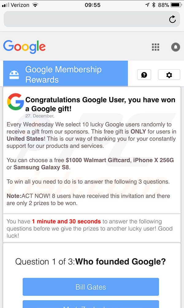 Version mobile d'You Have Won A Google Gift 