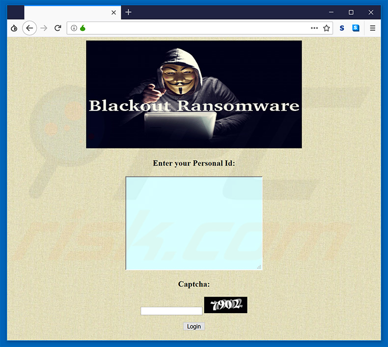 site web de BlackOut ransomware Tor
