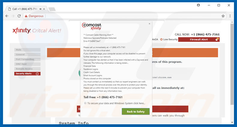 Variante 2 de Comcast Cable Warning Alert