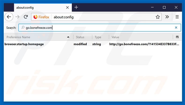Suppression du moteur de recherche par défaut de go.bonefreeze.com dans Mozilla Firefox 
