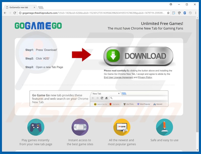 Exemple 3 d'une publicité pop-up publicisant la barre d'outils gogamego
