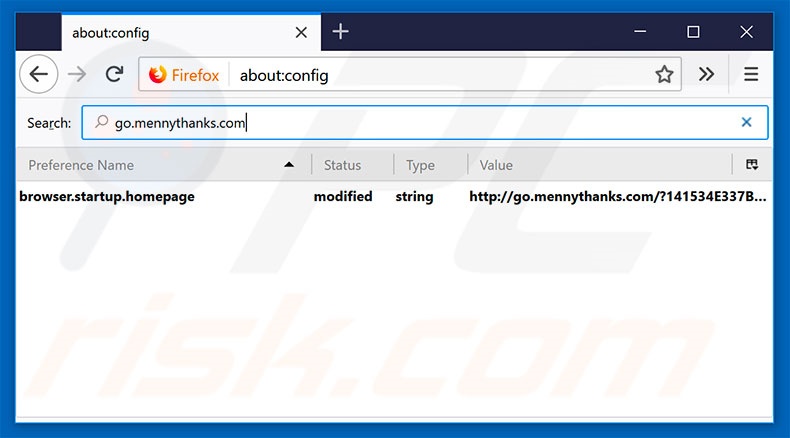 Suppression du moteur de recherche par défaut de go.mennythanks.com dans Mozilla Firefox 