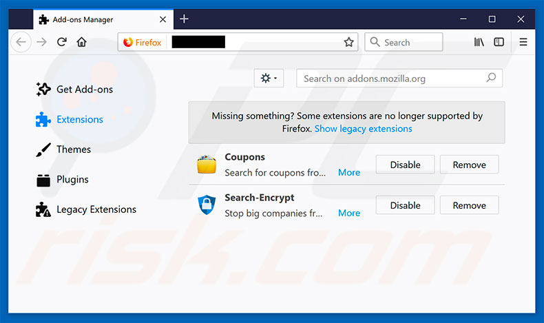 Suppression des extensions reliées à search.mediatabtv.online dans Mozilla Firefox 