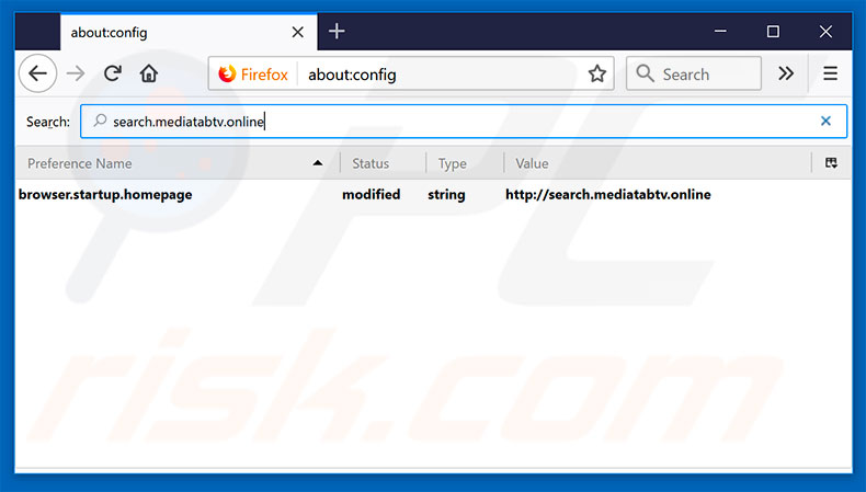 Suppression du moteur de recherche par défaut de search.mediatabtv.online dans Mozilla Firefox
