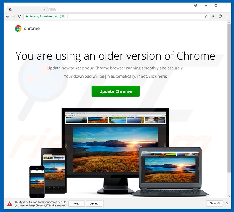 Vous utilisez une ancienne version du logiciel publicitaire Chrome