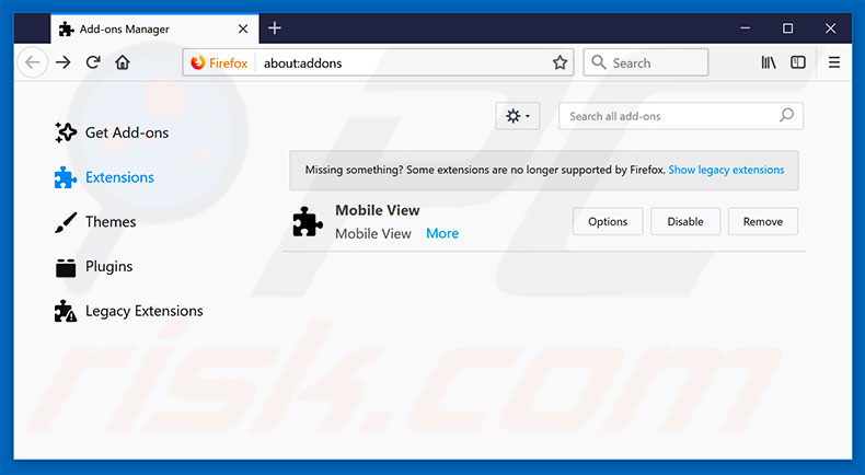 Suppression des extensions escrocs dans Mozilla Firefox étape  2