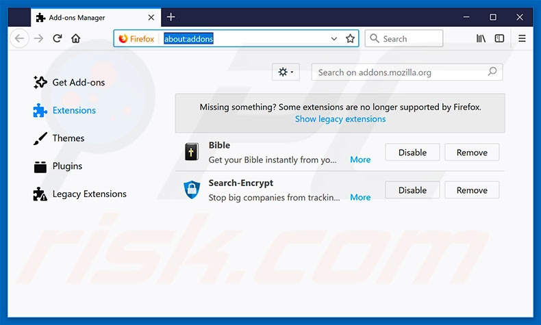 Suppression des extensions reliées à go.deepteep.com dans Mozilla Firefox