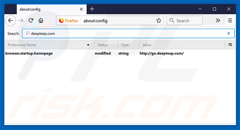 Suppression du moteur de recherche par défaut de go.deepteep.com dans Mozilla Firefox 