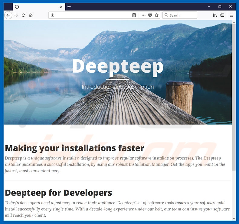 Site web utilisé pour publiciser le pirate de navigateur Deepteep 