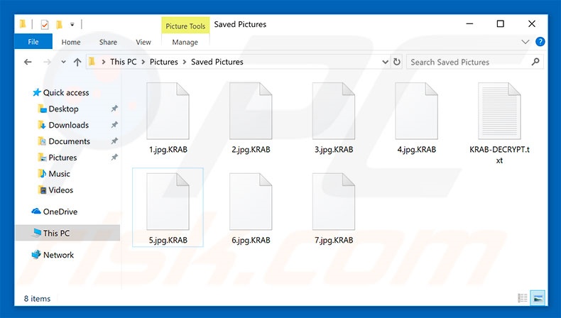 Files encrypted by KRAB