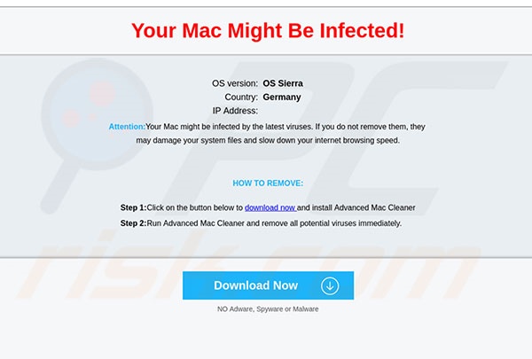 Site web décevant utilis pour publiciser Mac Ads Cleaner