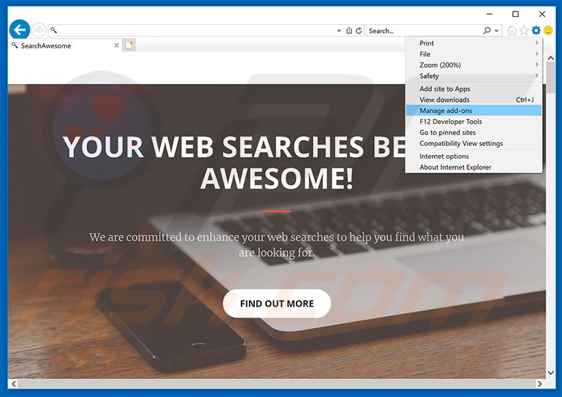 Suppression des publicités SearchAwesome dans Internet Explorer étape 1