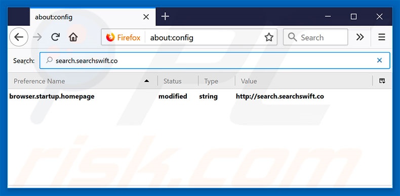 Suppression du moteur de recherche par défaut de search.searchswift.co dans Mozilla Firefox 