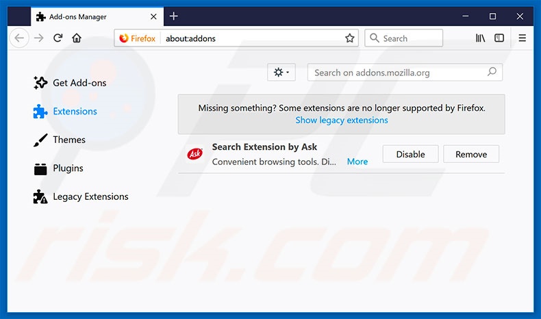 Suppression des extensions reliées à search.tb.ask.com dans Mozilla Firefox 