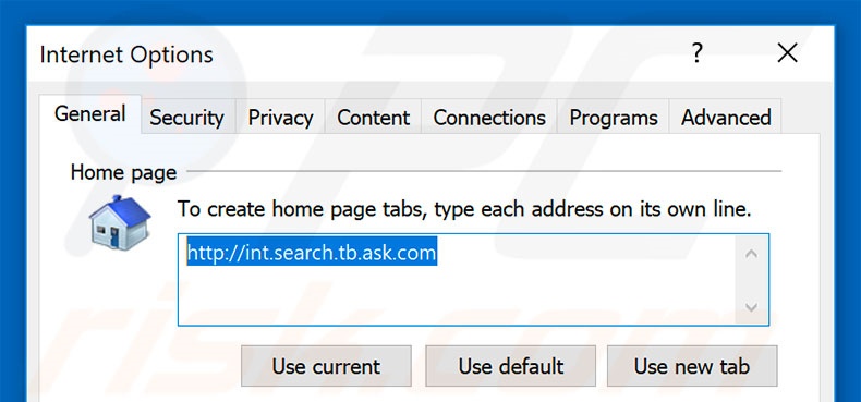 Suppression de la page d'accueil de search.tb.ask.com dans Internet Explorer 