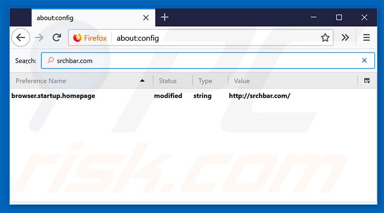 Removing srchbar.com from Mozilla Firefox default search engine