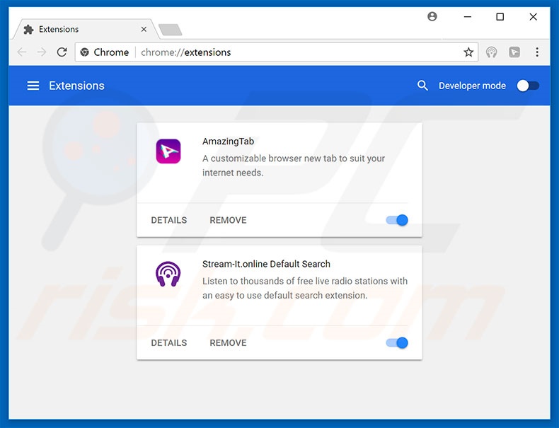 Suppression des extensions reliées à feed.streamit-online.com dans Google Chrome 