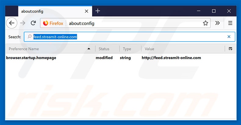 Suppression du moteur de recherche par défaut de feed.streamit-online.com dans Mozilla Firefox 