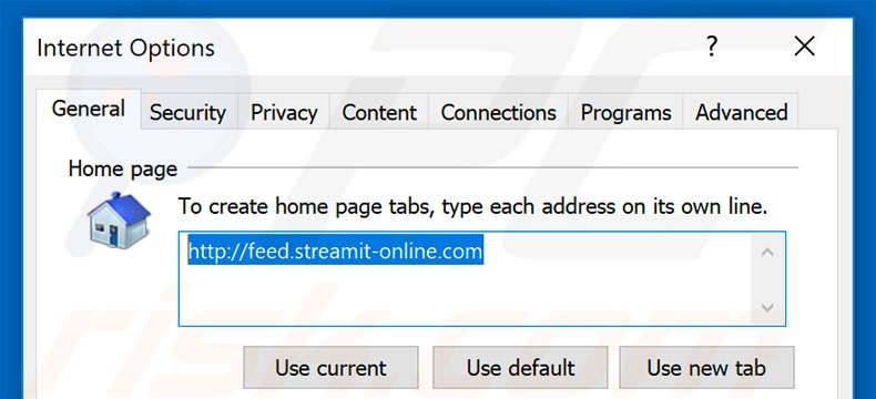  Suppression de la page d'accueil de feed.streamit-online.com dans  Internet Explorer