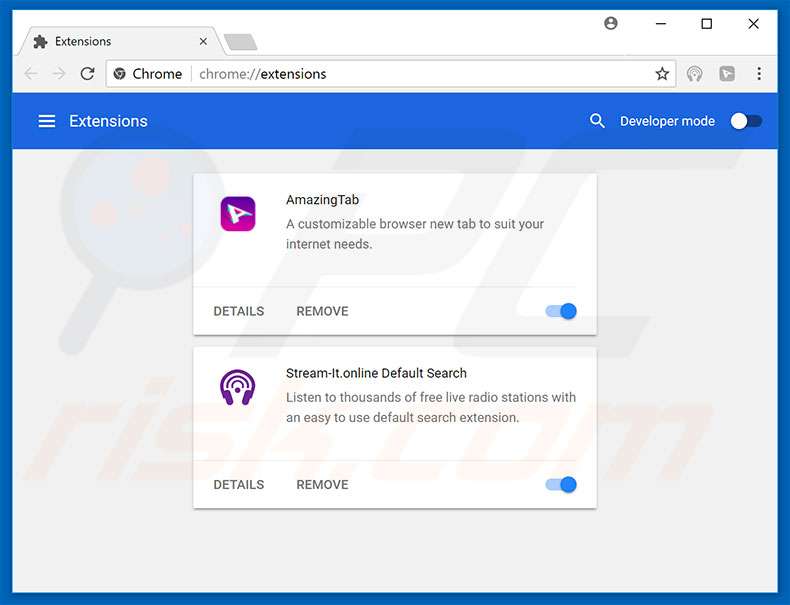 Suppression des extensions escrocs dans Google Chrome étape  2