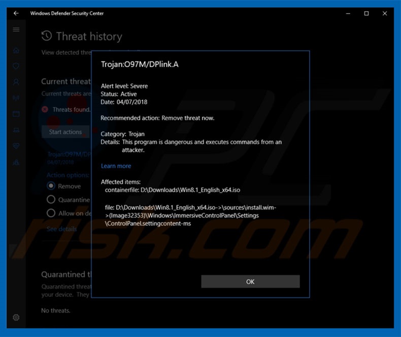 Logiciel malveillant Trojan:O97M/DPLink.A 