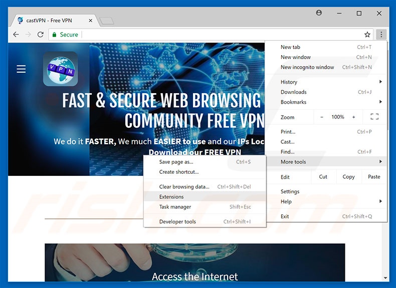 Suppression des publicités CastVPN dans Google Chrome étape 1