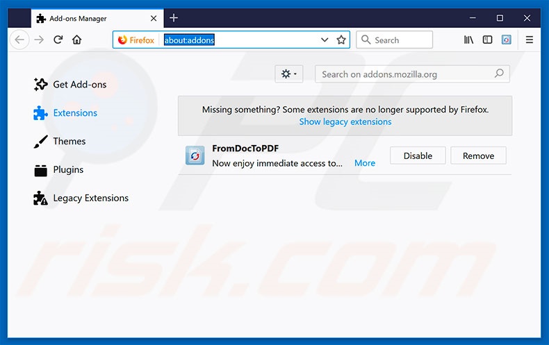 Suppression des extensions reliées à hp.myway.com dans Mozilla Firefox 
