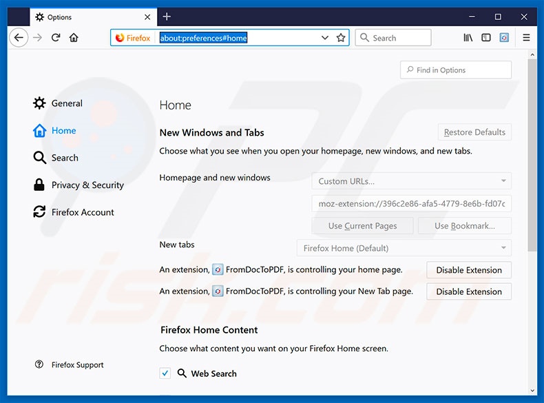 Suppression de la page d'accueil de hp.myway.com dans Mozilla Firefox 