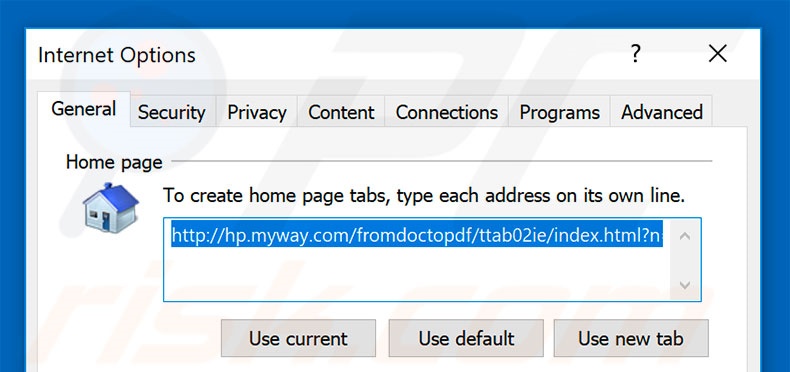 Suppression de la page d'accueil de hp.myway.com dans Internet Explorer 
