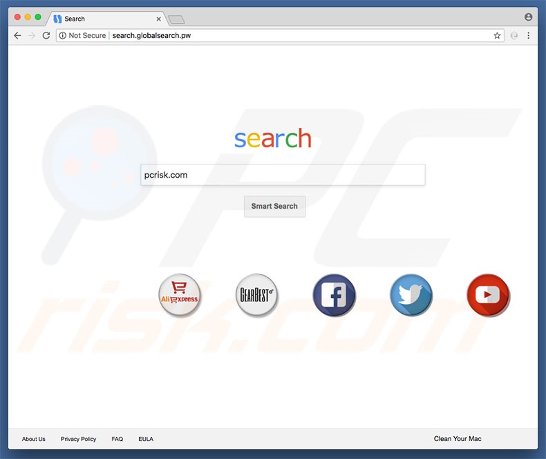 Pirate de navigateur search.globalsearch.pw sur un ordinateur Mac