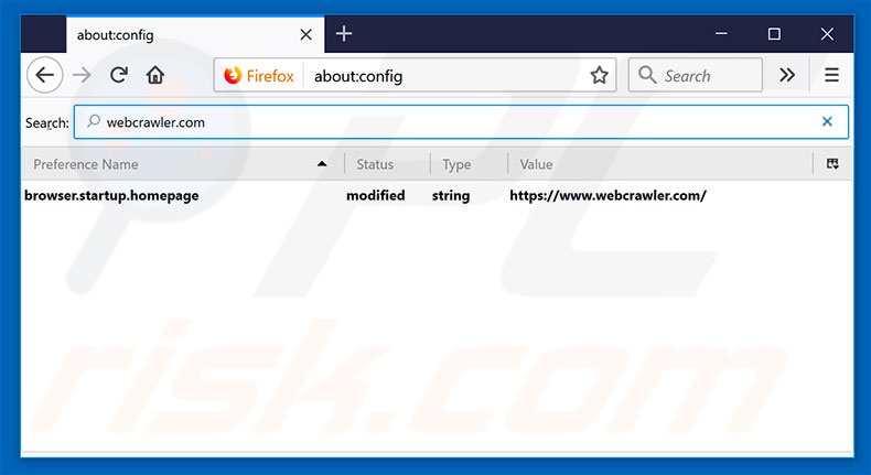 Suppression du moteur de recherche par défaut de webcrawler.com dans Mozilla Firefox 