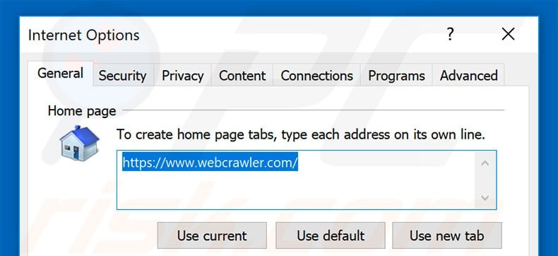 Suppression de la page d'accueil de webcrawler.com dans Internet Explorer