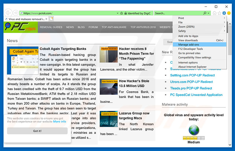 Suppression des publicités Chameleon Explorer Pro dans Internet Explorer étape 1
