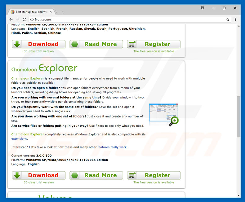 Site web Chameleon Explorer Pro 