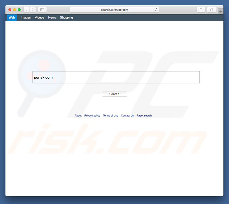 Pirate de navigateur search.teritwoo.com sur un ordinateur Mac 