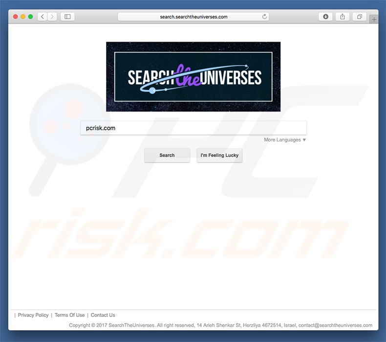 Pirate de navigateur search.searchtheuniverses.com sur un ordinateur  Mac 