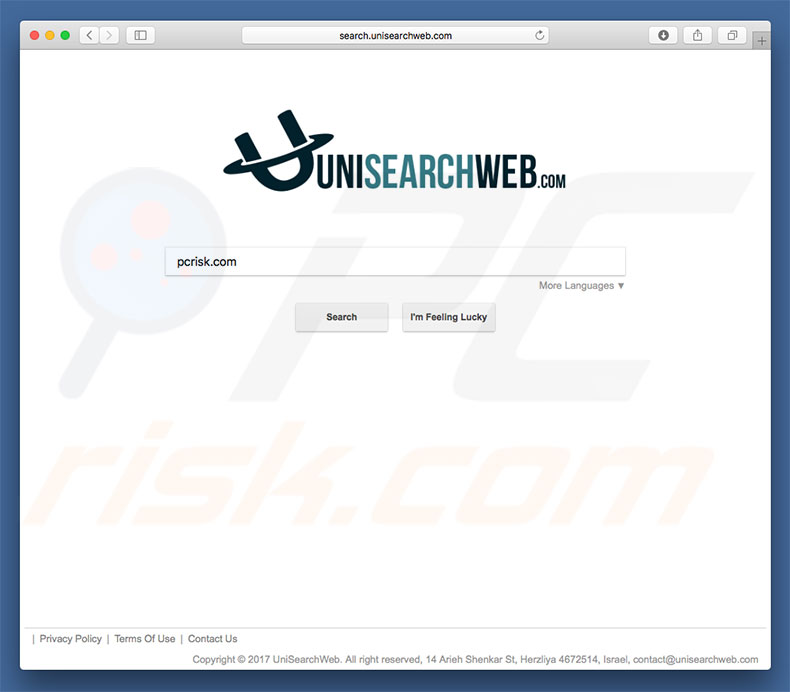 Pirate de navigateur unisearchweb.com sur un ordinateur Mac