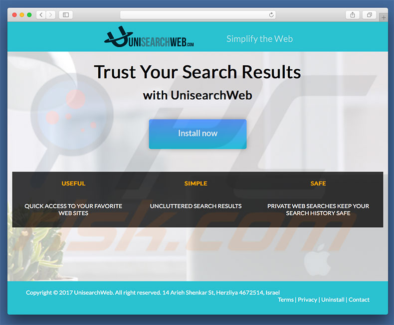 Site Web  douteux utiisé pour publiciser unisearchweb.com