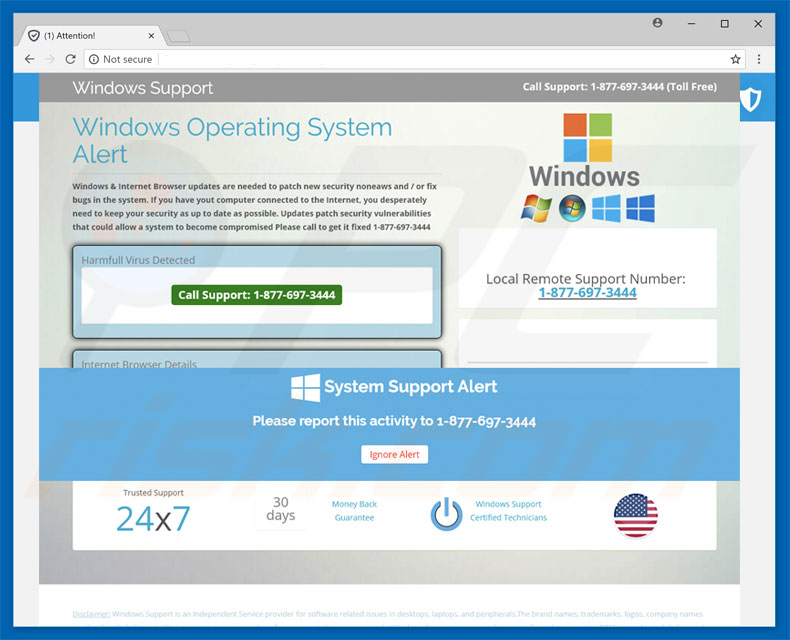 Arnaque Windows Operating System Alert