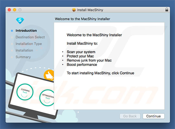 Configuration de l'installateur de MacShiny 