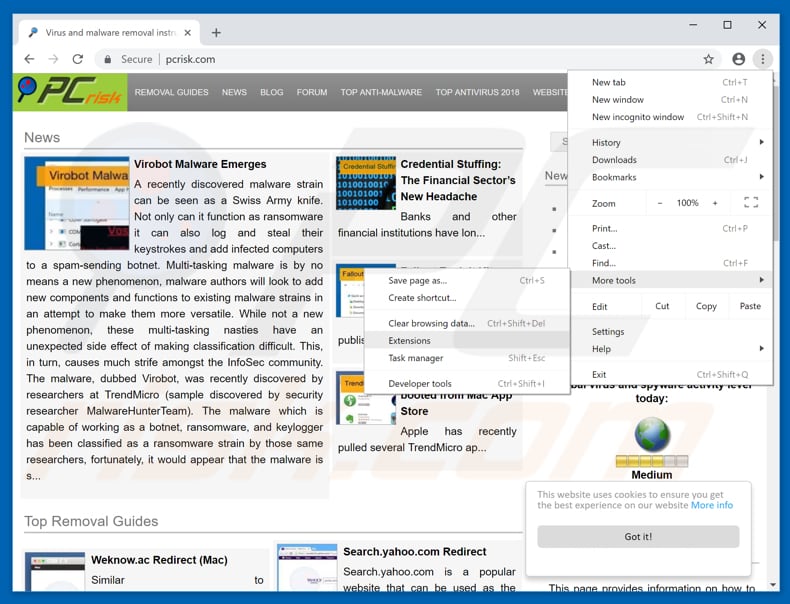 Suppression des publicités pohs2oom.com dans Google Chrome étape 1