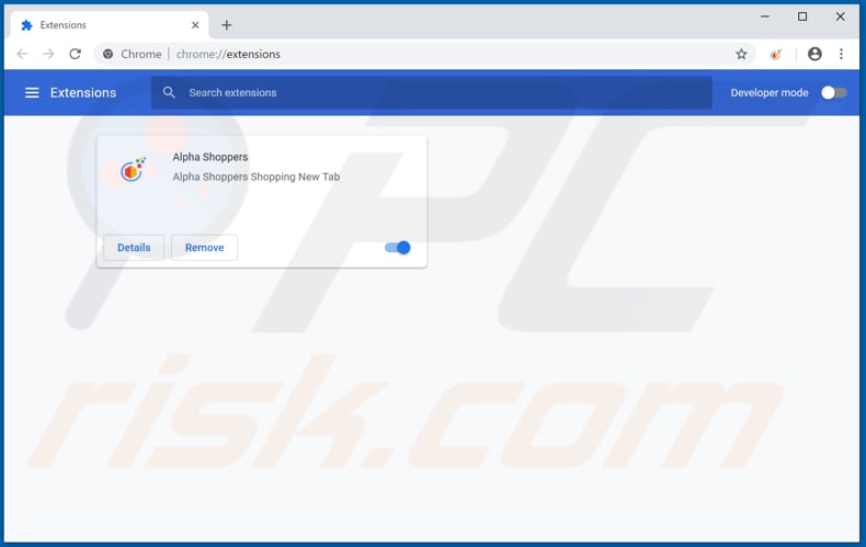 Suppression des extensions reliées à alphashoppers.co dans Google Chrome 