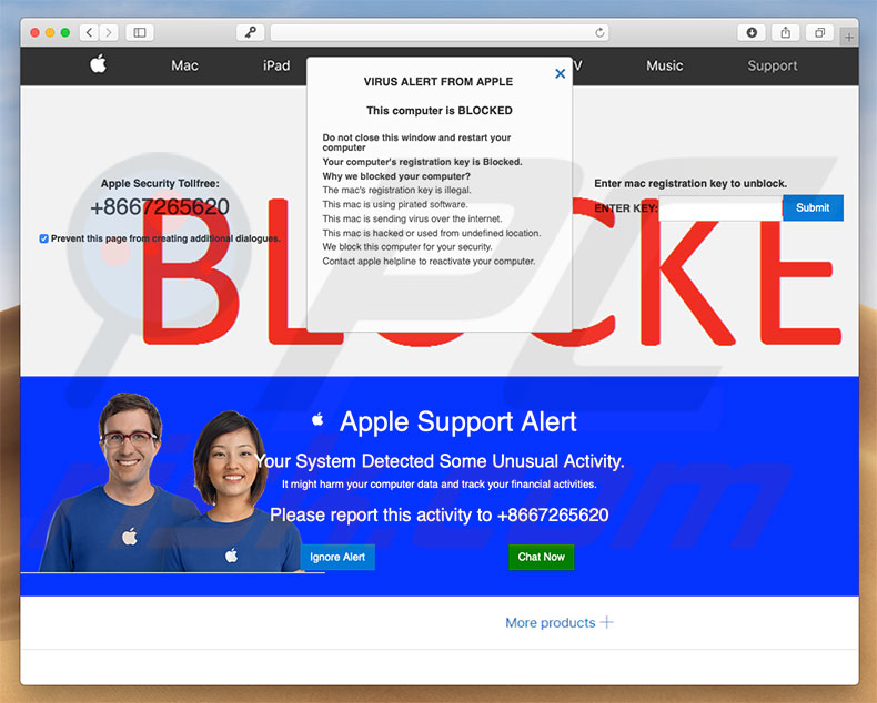 Arnaque Apple Support Alert