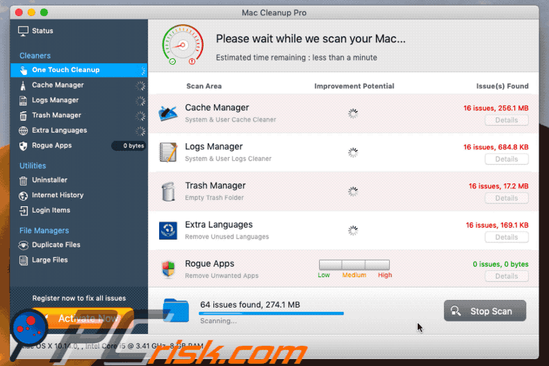 Apparrance de Mac Cleanup Pro (GIF)