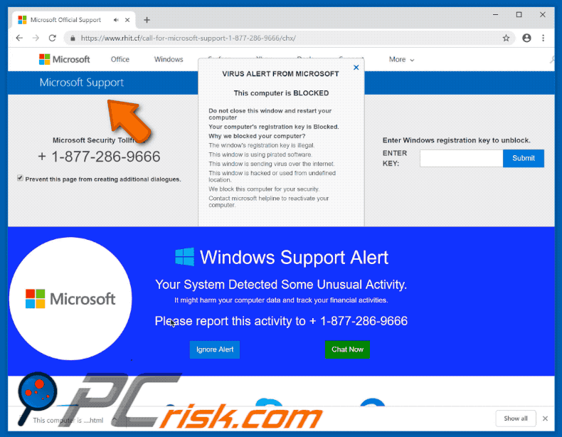 Gif d'escroquerie Microsoft Support Alert