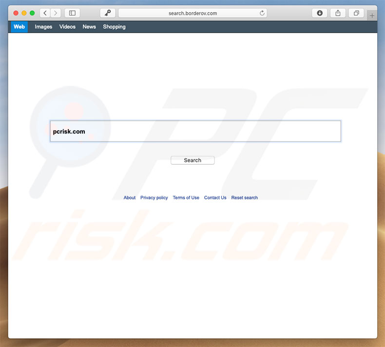 Pirate de navigateur search.borderov.com sur un ordinateur Mac