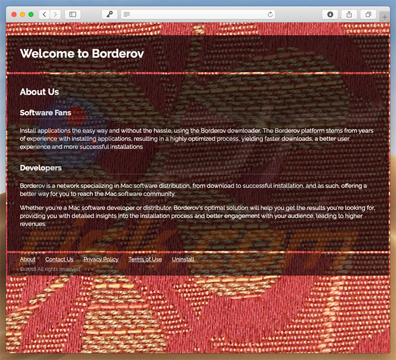 Site web douteux utilisé pour publiciser search.borderov.com